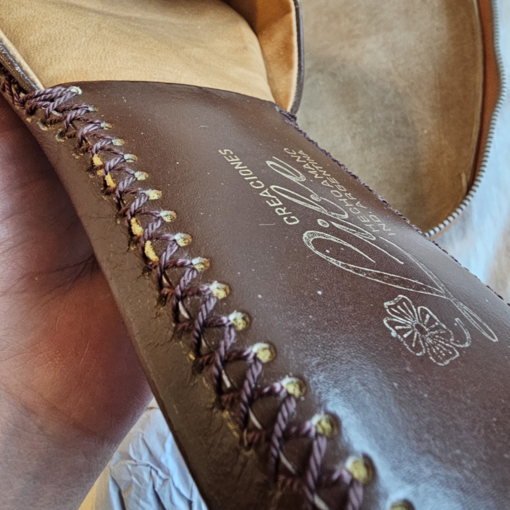 Vintage 1970s Handmade Leather Sultan Slippers – 100% Genuine Leather - Picture 9 of 16